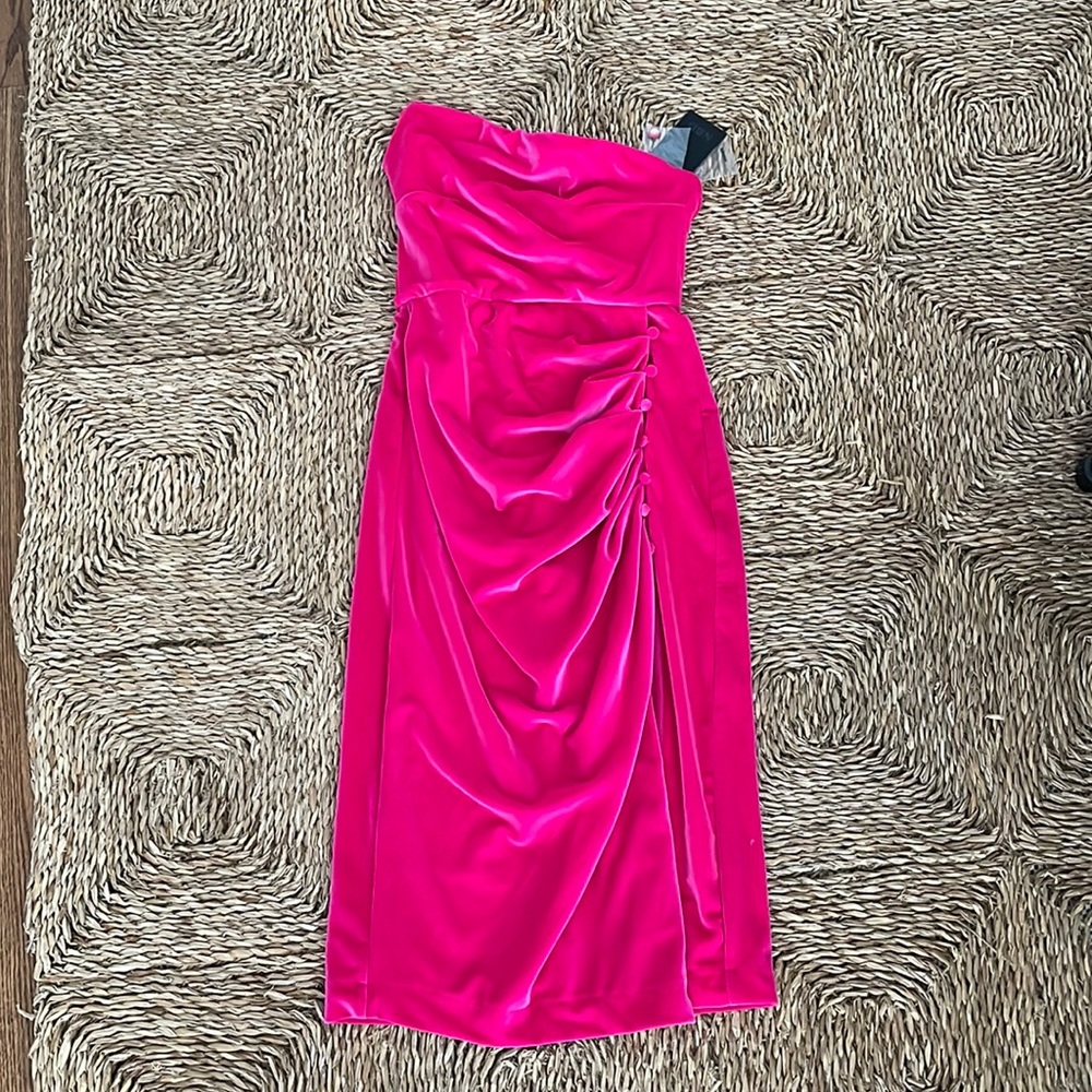 NBD strapless velvet midi dress